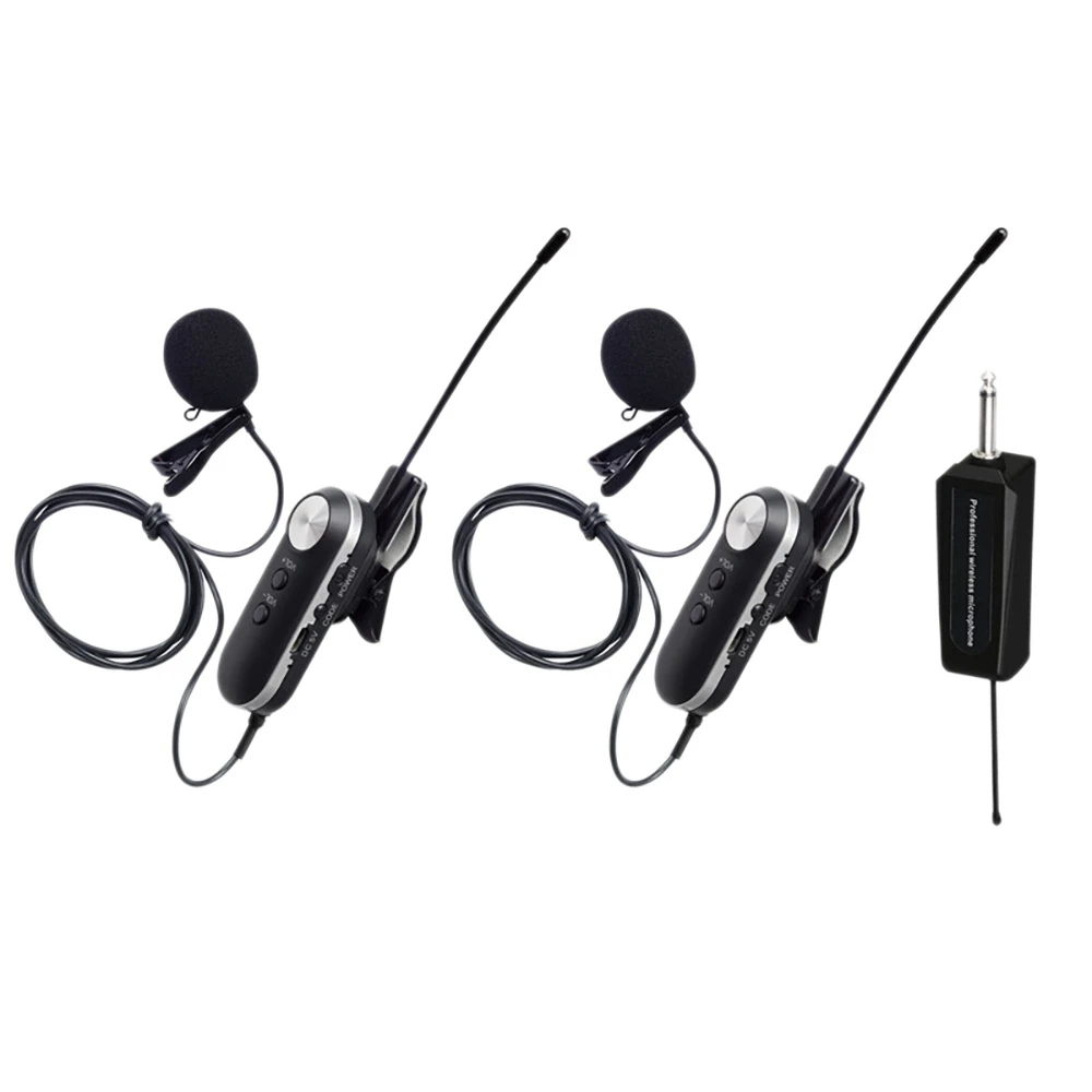 

Wireless Lavalier Microphone System Dual Wireless Lapel Mic for DSLR Camera Podcast Vlog Interview