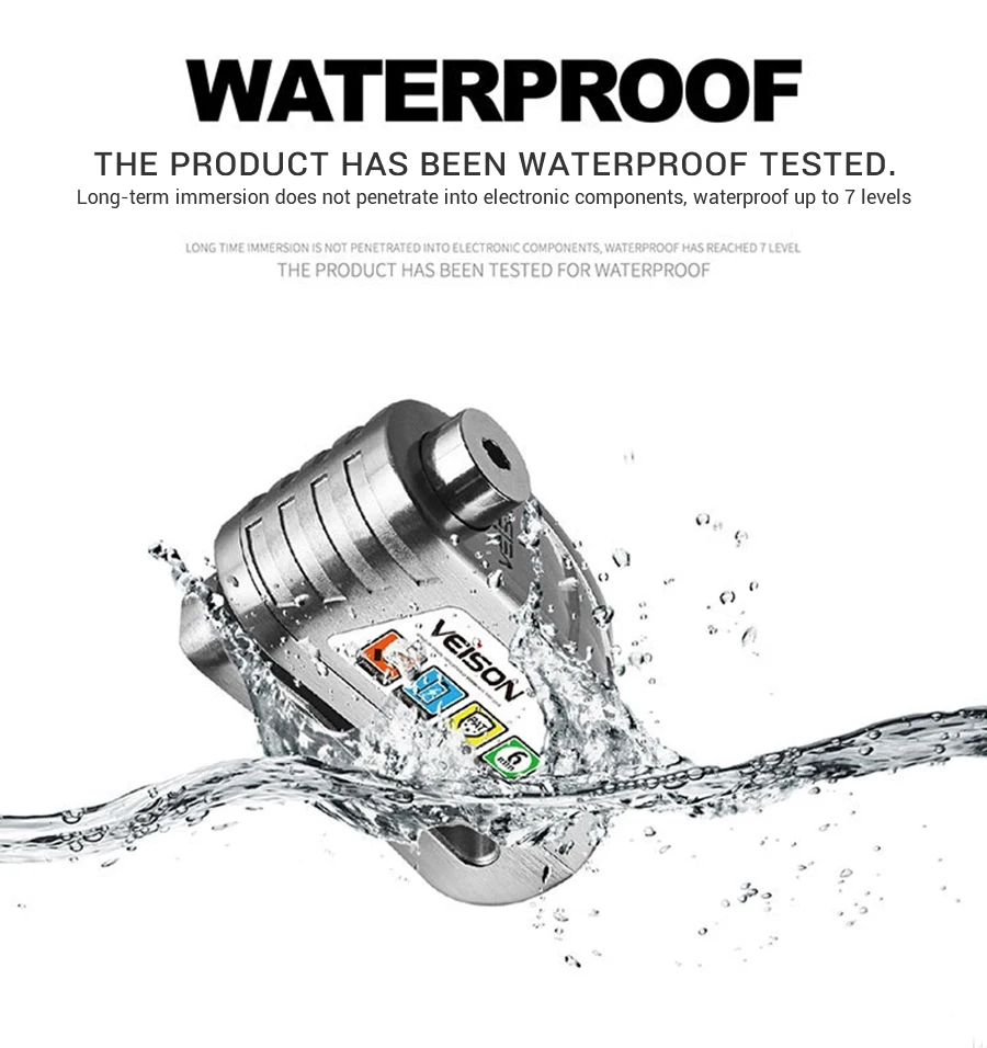 오토바이 알람 잠금 자전거 디스크 잠금 경고 130DB 보안 도난 방지 방수 브레이크 로터 자물쇠 디스크 브레이크 잠금 모토 잠금 장치