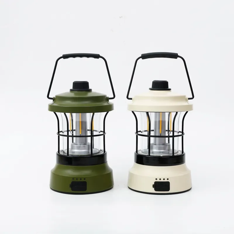 Vintage Style LED Camping Lantern Rechargeable Portable Outdoor Light for Hiking Yard Decor Emergency Use Durable Metal