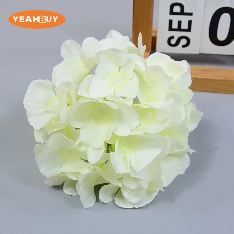50 Stück 14 cm 16-farbige künstliche Hortensienblütenköpfe aus Seide für DIY Hochzeitswandsträuße, Party, Markt, Garten, Blumendekoration – Detail 6