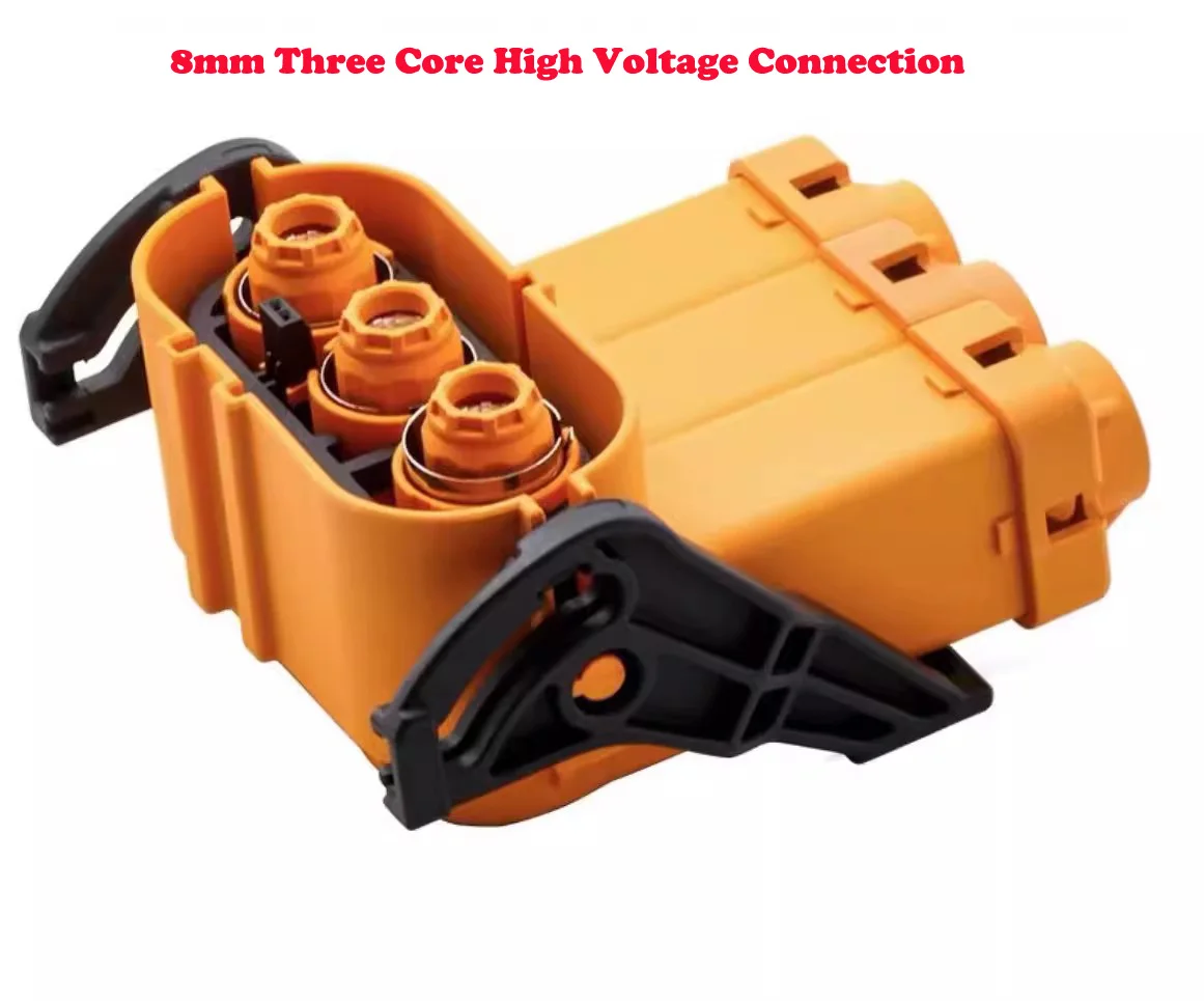 Hochspannungsstecker, 8 mm, 3-polig, gerader/gebogener Stecker, elektrischer neuer Energiefahrzeug-Stecker und Buchse, Energiespeicher-Stecker