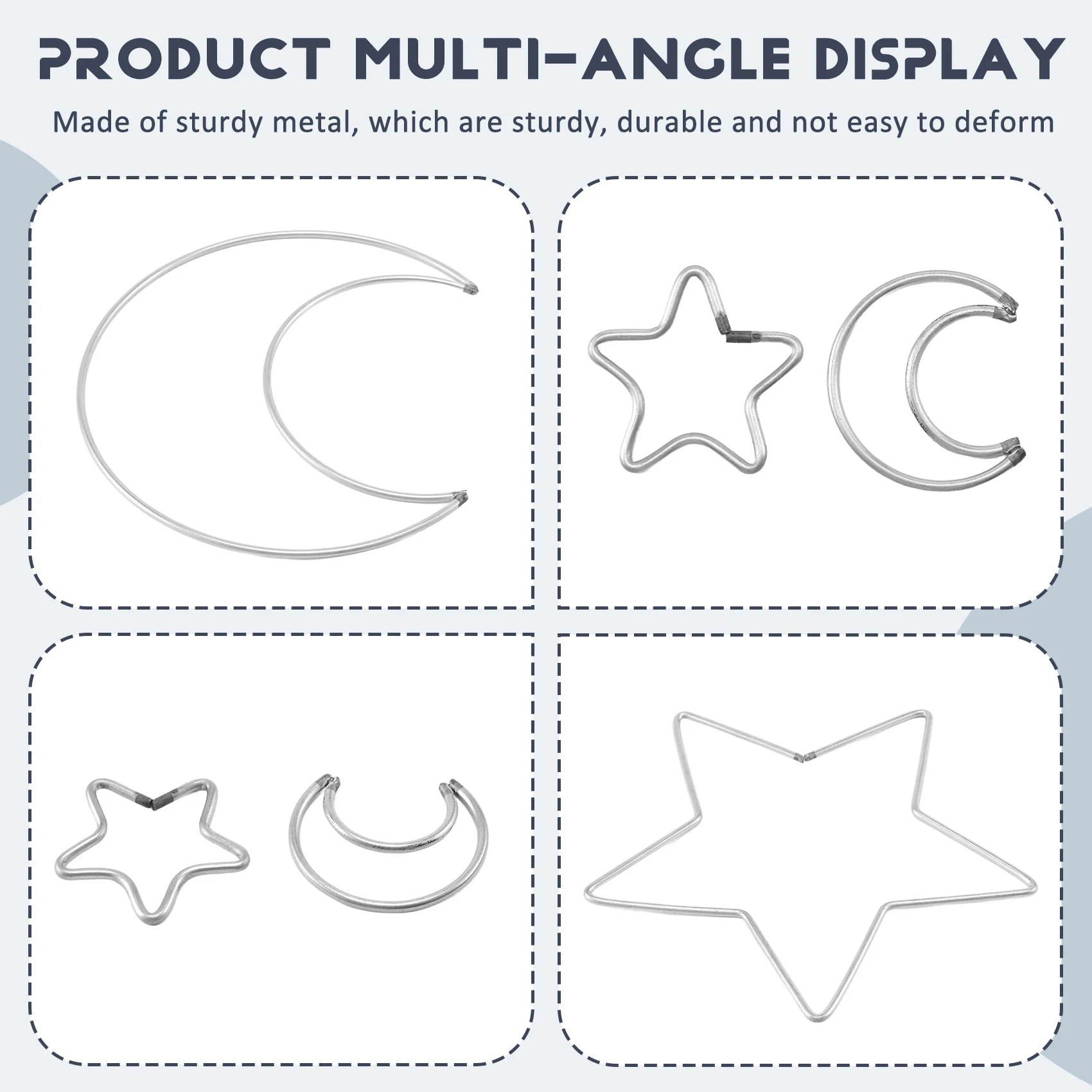 AB11 for Moon Star Dream Catcher Metal Hoop Rings, 20 Pcs Circle Macrame for DIY for Craft Making, Silver Wall Hanging Decor