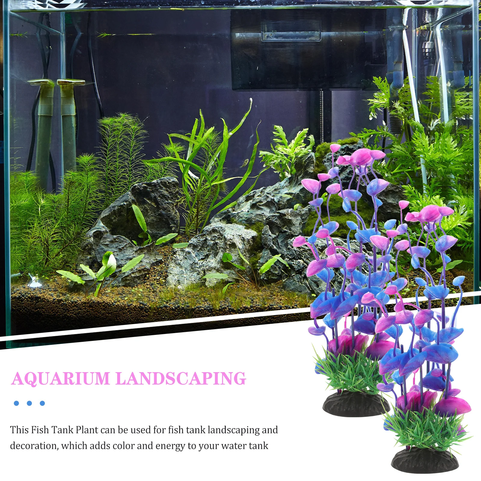 

2pcs Tall Large Plastic Aquarium Plants Decorations for Fish Tank Bowl Toy L scape Reptile Terrarium Pet Hide Play