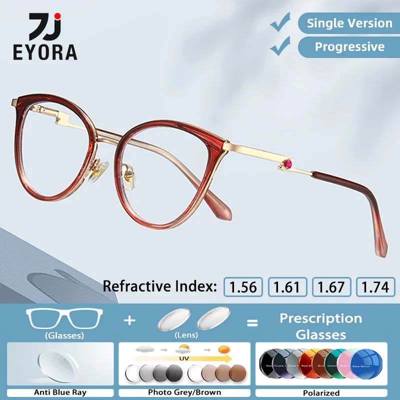 

EYORA Роскошные очки для чтения в градиентной оправе для женщин, овальные прогрессивные фотохромные очки для близорукости и дальнозоркости с защитой от синего света