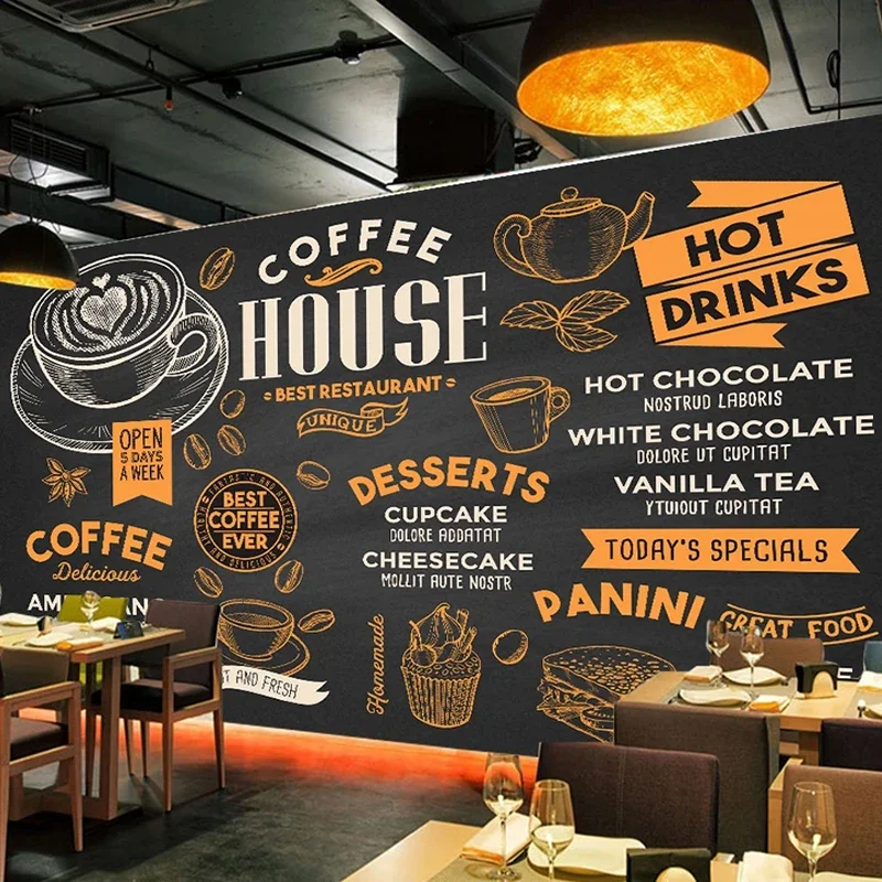 Custom Photo Wallpaper 3D Watercolor Cafe Restaurant Background Wall Mural Retro Creative Graffiti Wall Painting Papel De Parede