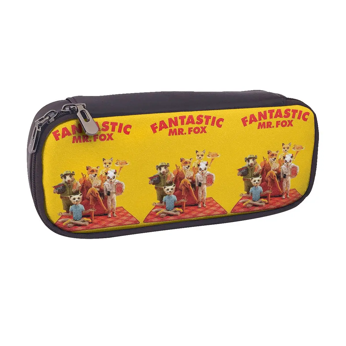 Fantastic Mr Fox Movie Poster Leather Pencil Case for Kids Gifts Pen Box Pencil Bag Stationery Supplies Pen Holder Bag