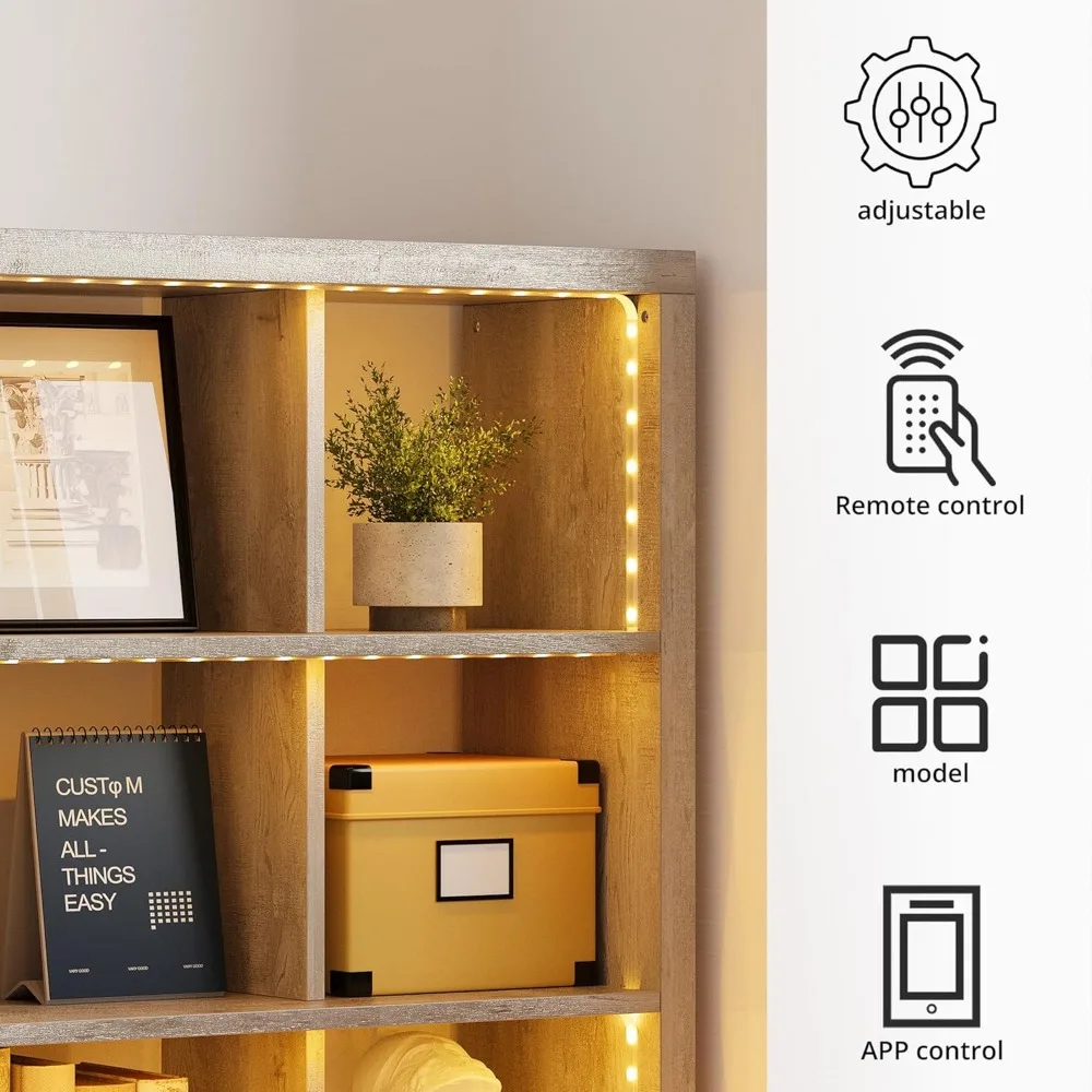 منظم رف تخزين مكون من 15 مكعبًا مع أضواء LED، وأرفف عرض مكونة من 5 طبقات لخزائن الكتب، أو أفقيًا أو إصدارًا #5