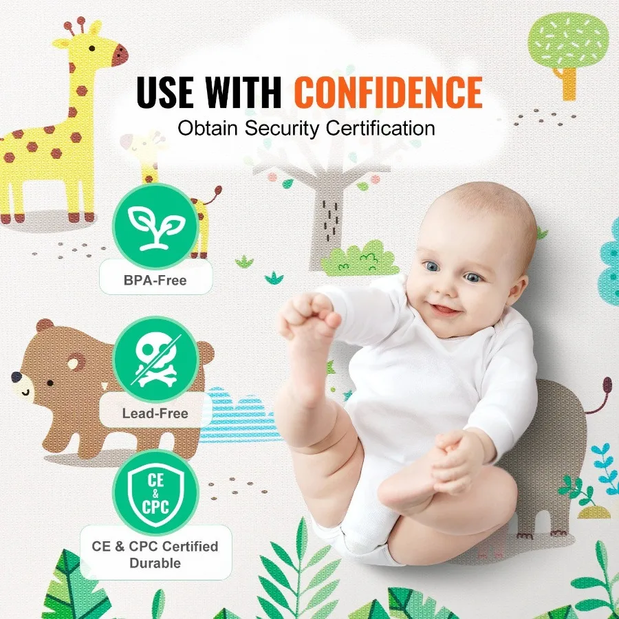 55x82 Baby Play Mat Crawling Soft Activity Floor Playmat 2 Side