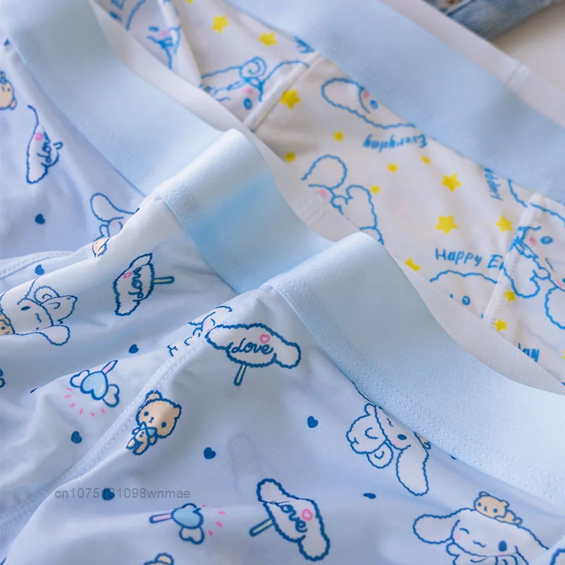 Sanrio Cinnamoroll Sweet Cute Cartoon Boxer Shorts Y2k Men\'s Silky Underwear Boxers Summer Flat Corners Shorts for Boyfriends