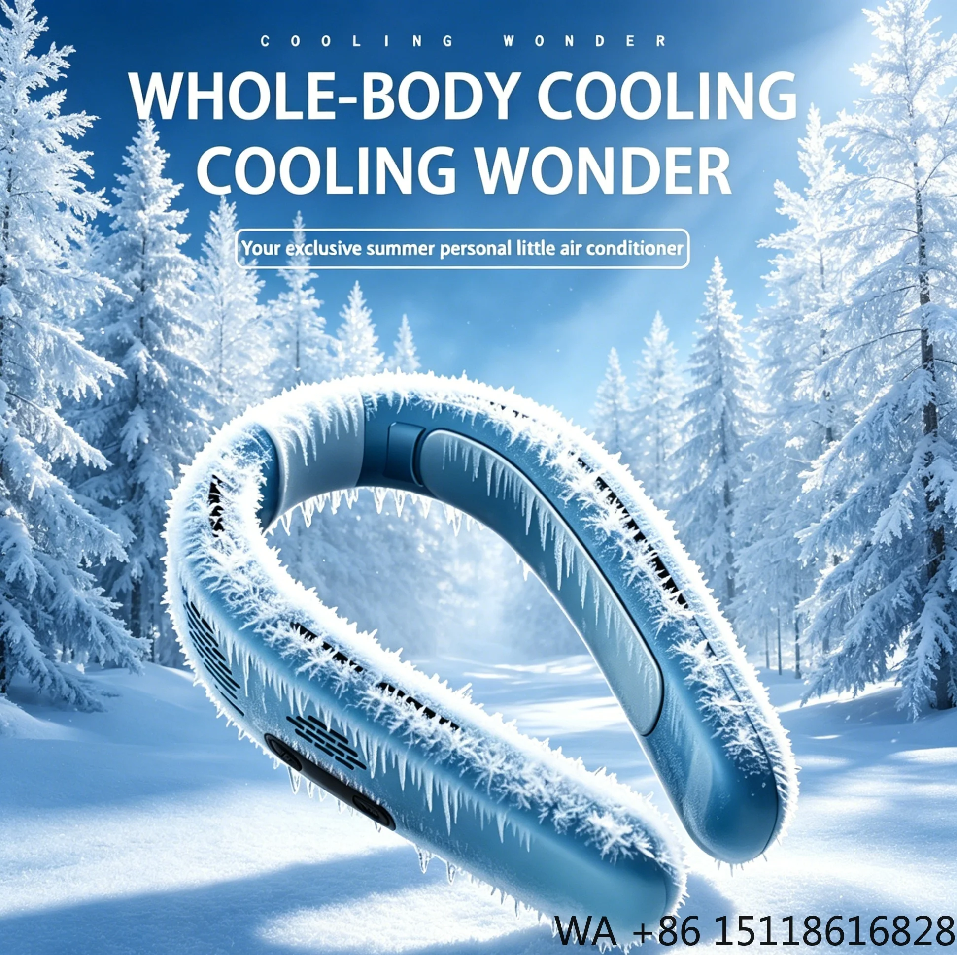 Hands-Free Ultra-Light Portable Neck Fan, USB Rechargeable Bladeless Personal Air Cooler for Outdoor, Sports and Travel