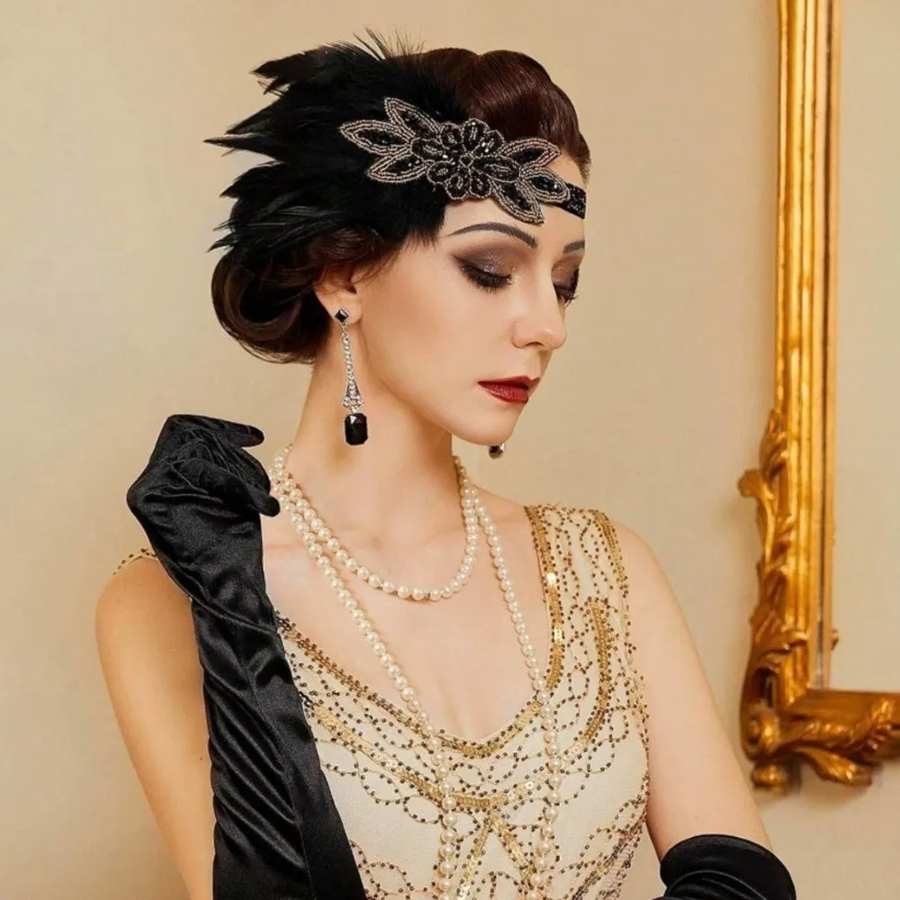 1920s Style Feather Headpiece Brazilian Carnival Stage Performance Showgirl Headband Colorful Decorative Hair Accessories
