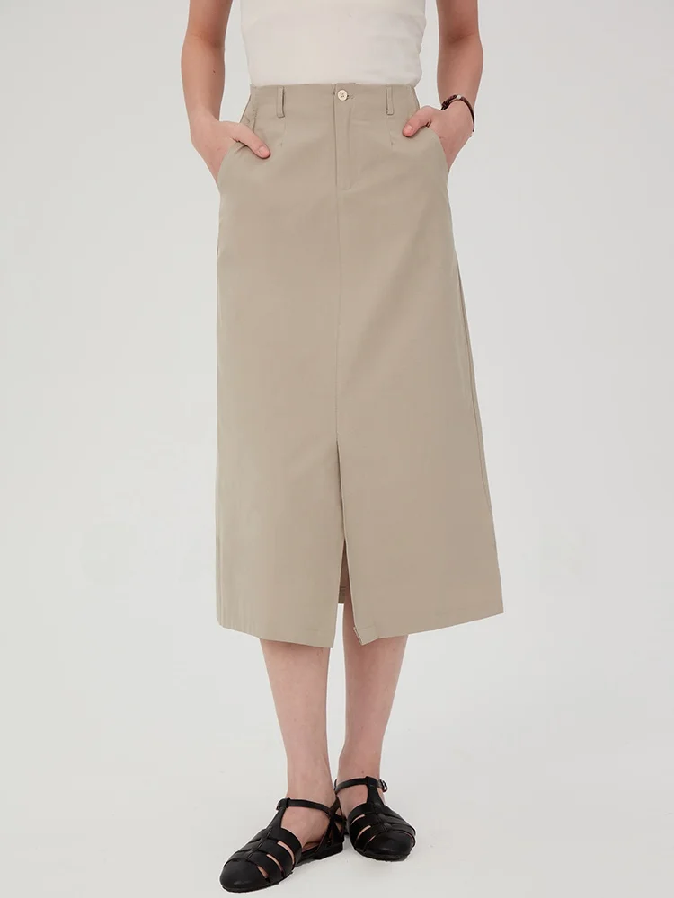 

Gansen High Waist A-Line Skirt Women's Design Sensation Ele Front Slit Long Skirts Spring Summer New Arrival