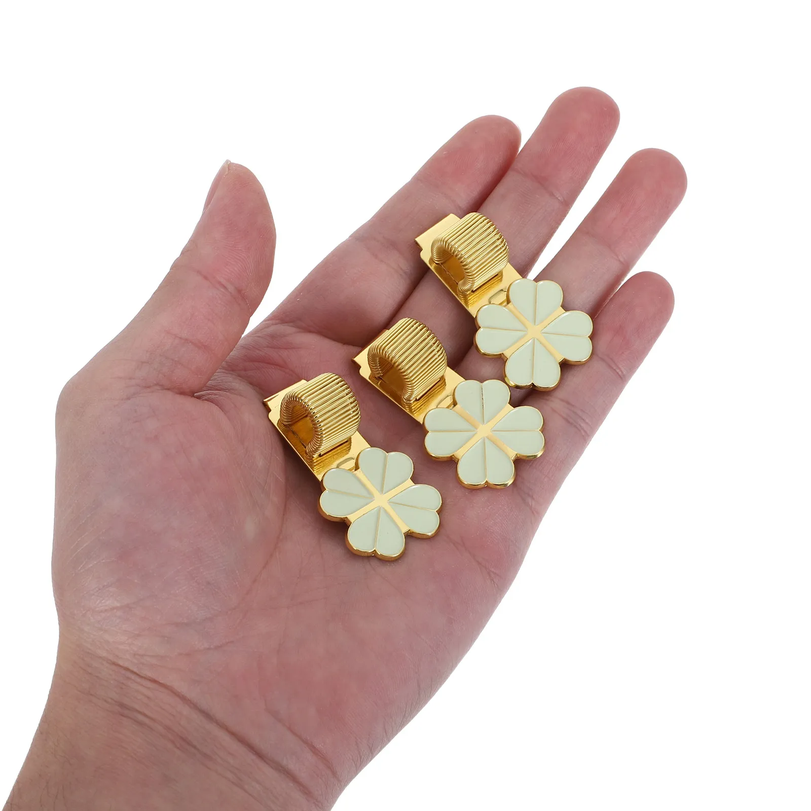 

Набор из 3-х зажимов для ручек из цинкового сплава в форме четырехлистного клевера, регулируемый пружинный декоративный металлический держатель для ручек для ежедневников, блокнотов, дневников, офиса