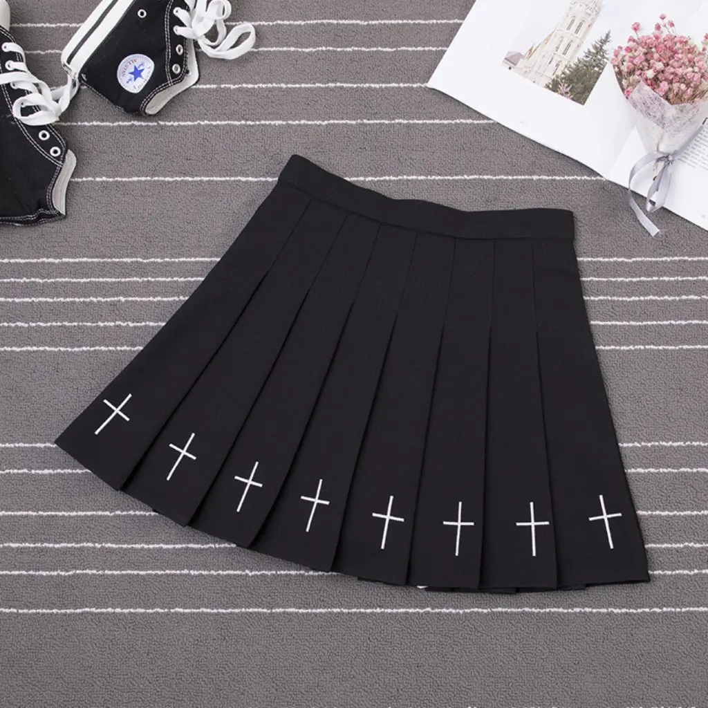 

Xiangmeimei Women's Dark Embroidered Pleated Skirt Elastic Waist Spring Summer New Series Casual Elegant Skirt