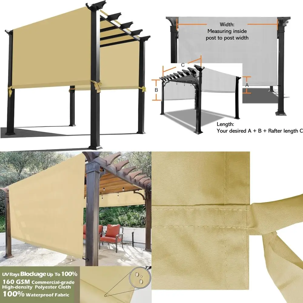 

Универсальный сменный водонепроницаемый чехол для перголи — длиной 12 футов x шириной 9 футов, песочный цвет, подходит для домашнего использования