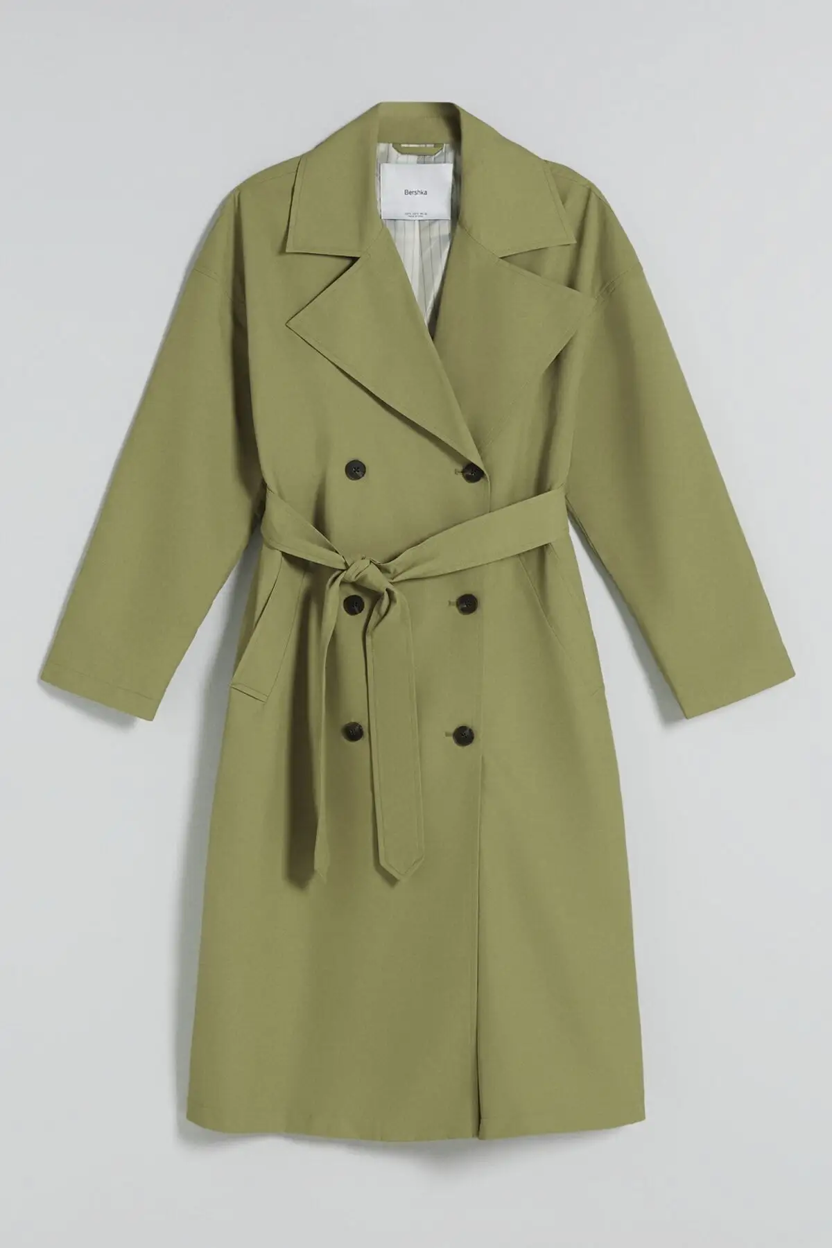 Women's Long Green Trench Coat Long Buttoned Overcoat Autumn Outerwear Cotton Casual Jacket Full Sleeve  New Fashion Dresses