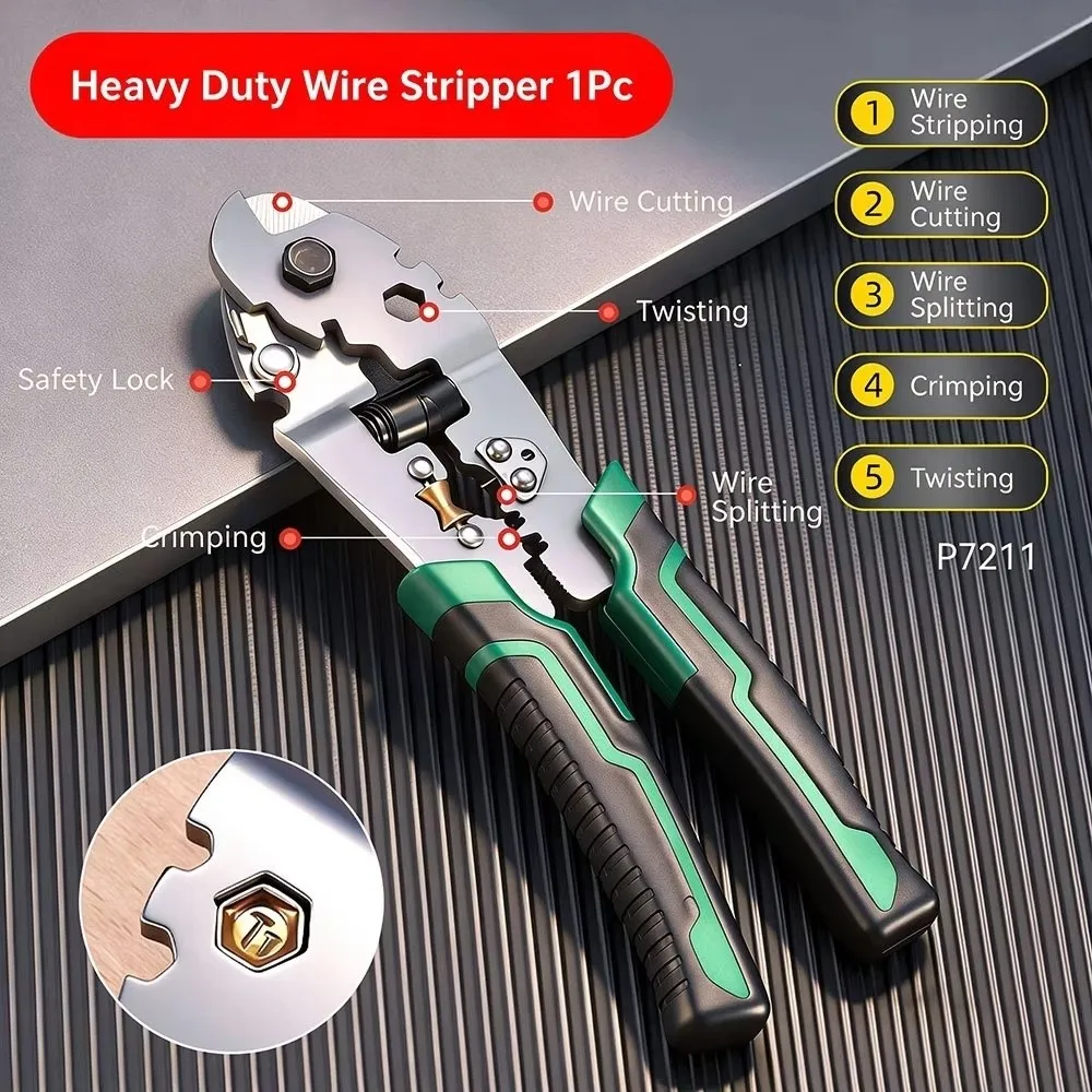 Multifunctional Wire Rope Cutters Foldable Rubber Grip Cable Stripper Pliers Cable Crimping Ergonomic Handle Wire Cutter Pliers
