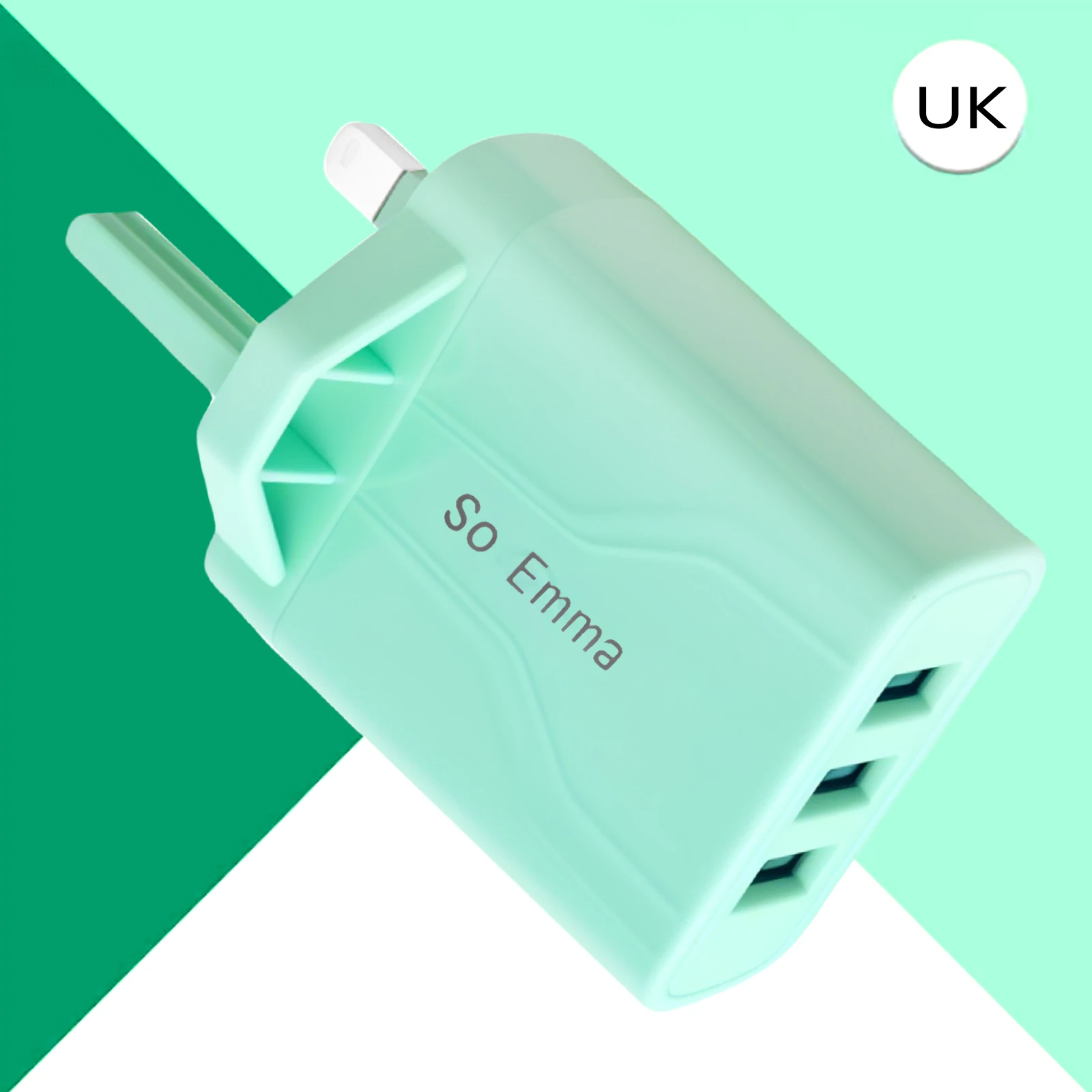 شاحن حائط USB ذو 3 منافذ، محول طاقة USB متعدد لهواتف iPhone وAndroid والهواتف المحمولة والكاميرات وMP3 وما إلى ذلك في المملكة المتحدة