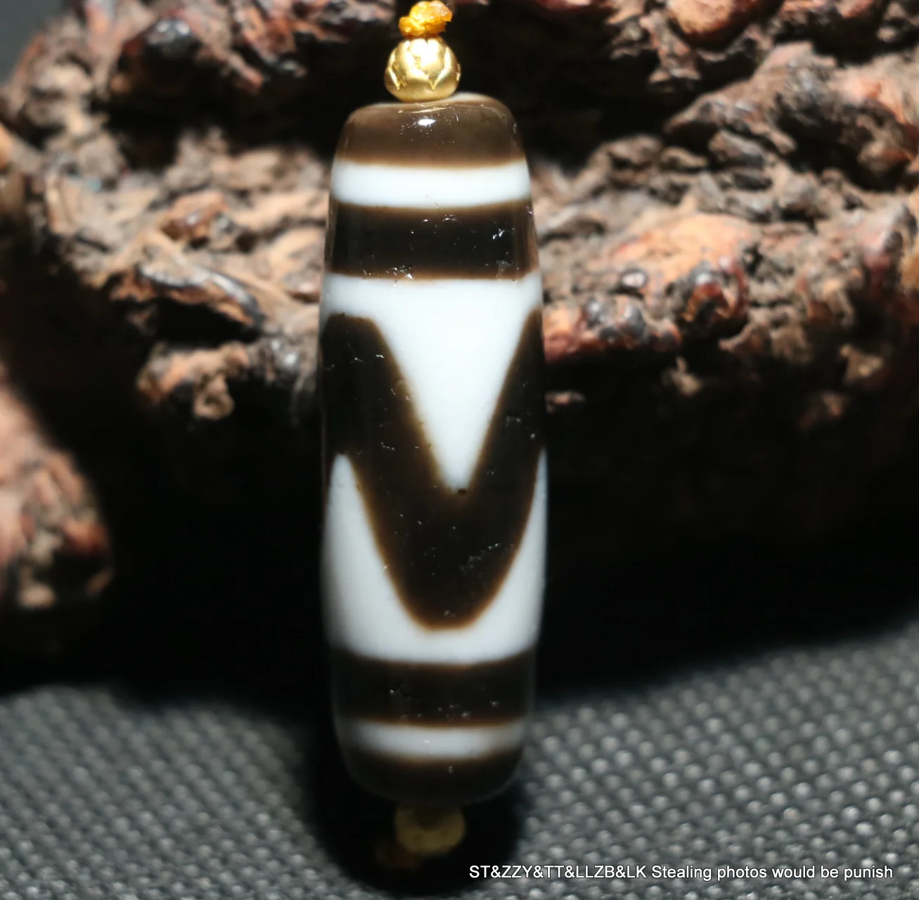 Magic Energy Tibetan Old Agate Sharp Tiger Tooth dZi Bead Totem 5A Amulet 46MM TIMESTOWN