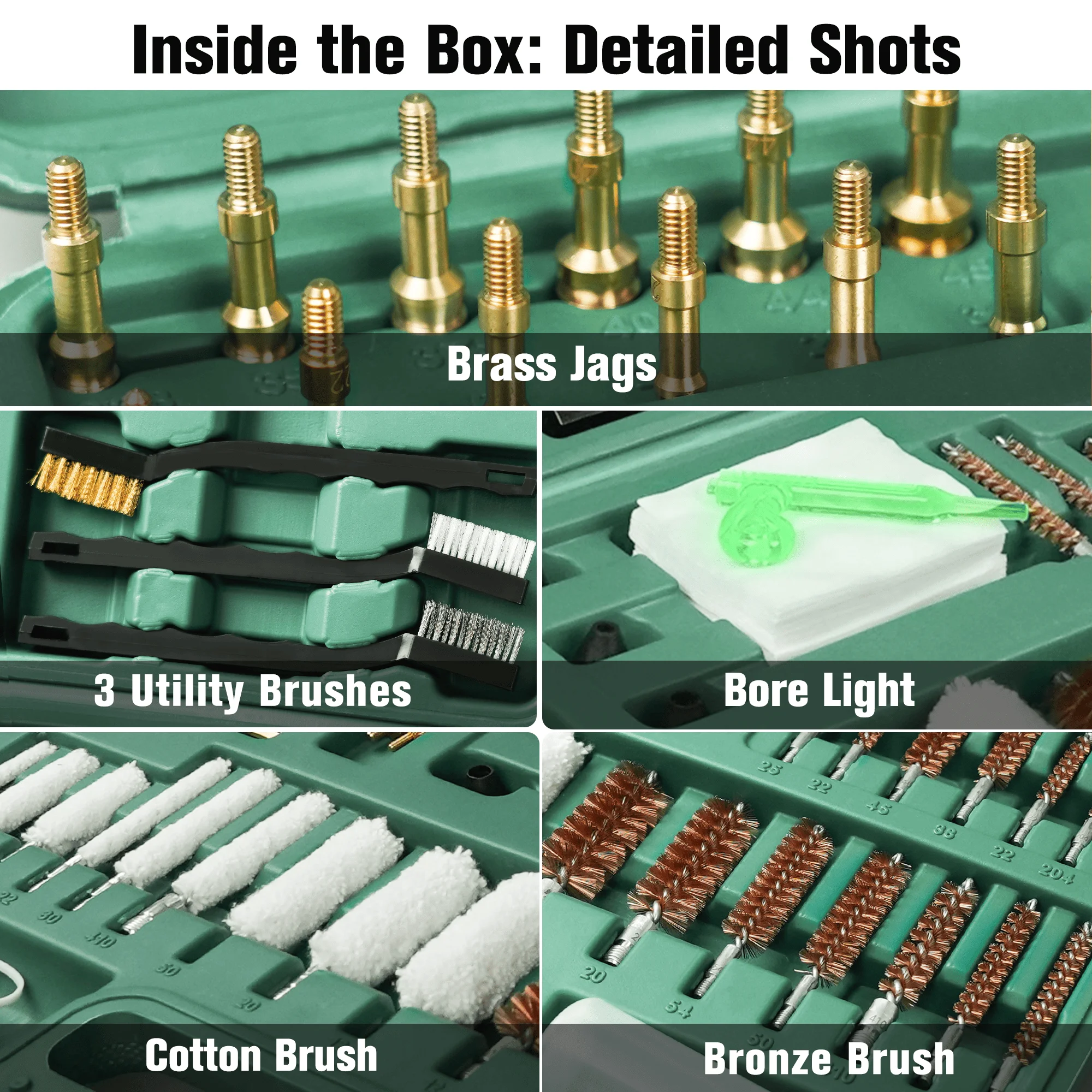 59 Pcs Universal Premium Gun Cleaning Kit Compatible with Rifle Pistol Shotgun for All Caliber w/ Brass Accessories Ideal Gift