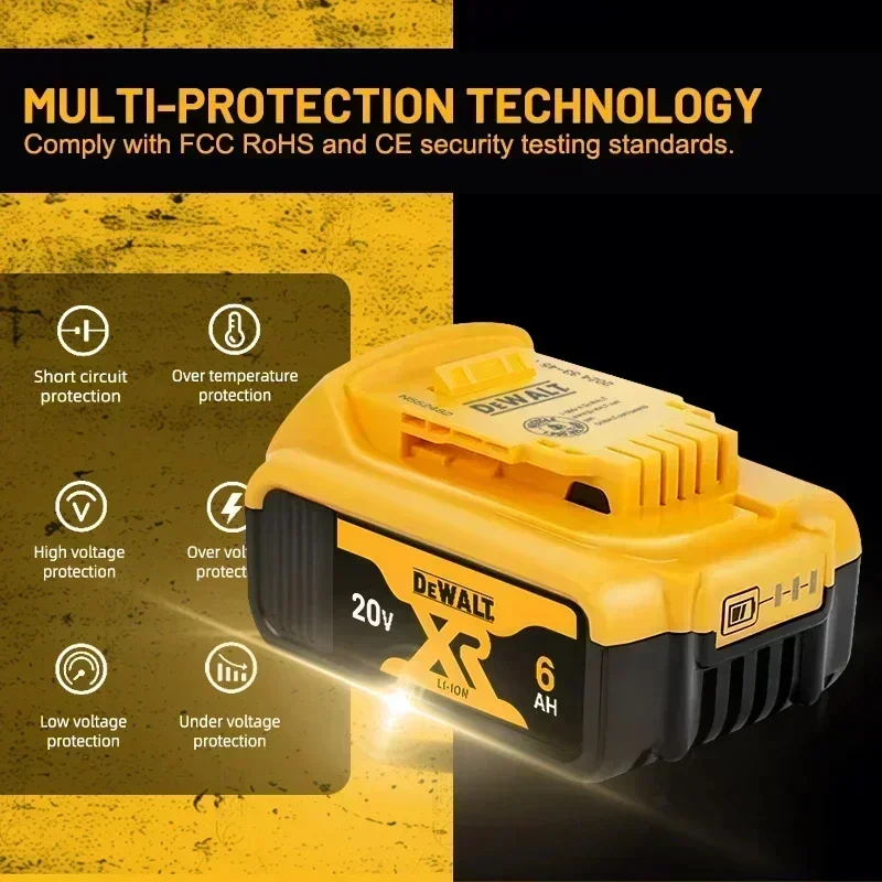 DeWalt 6.0AH 20V Dehydration Electric Tool Battery DCB206 20V 6.0Ah Battery DCB206 20V Battery DCB205 DCB200  DCF921 DCF921N