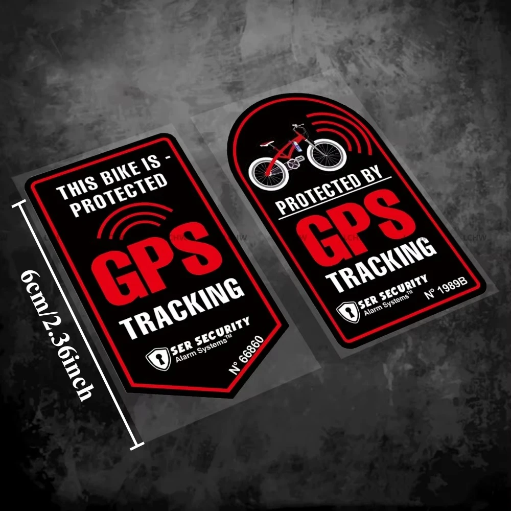 2Pcs Bike GPS Tracking Warning Vinyl Stickers, Waterproof UV Resistant Decal for Bicycle Frame Decor, Holiday Gift