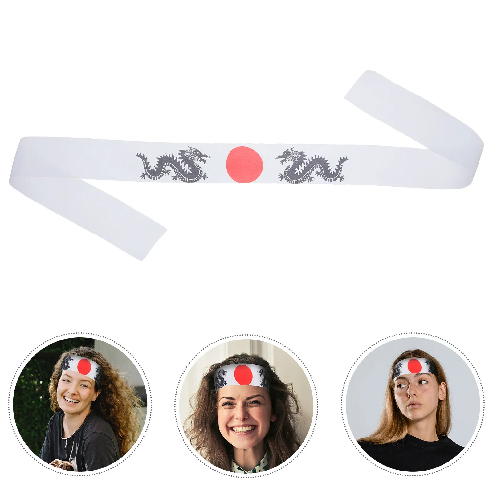 

1pc Decorative Head Band Japanese Style Chef Ninja Karate Accessory Breathable Wide Headband for Women Men 92x4.6cm Polyester
