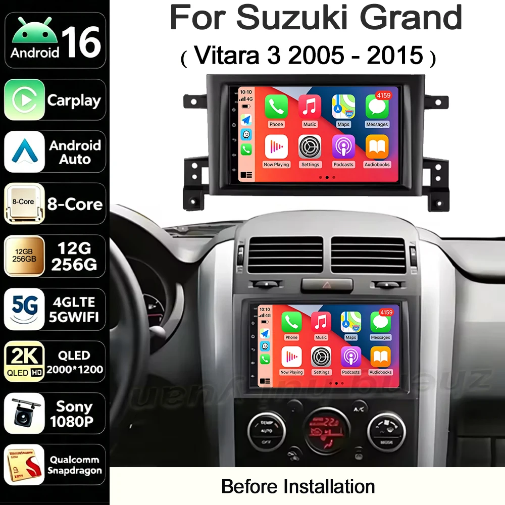 7 Inch Car DVD Android For Suzuki Grand Vitara 3 2005 -2015 Auto CarPlay Car Radio Multimedia Video Player GPS Stereo Head Unit
