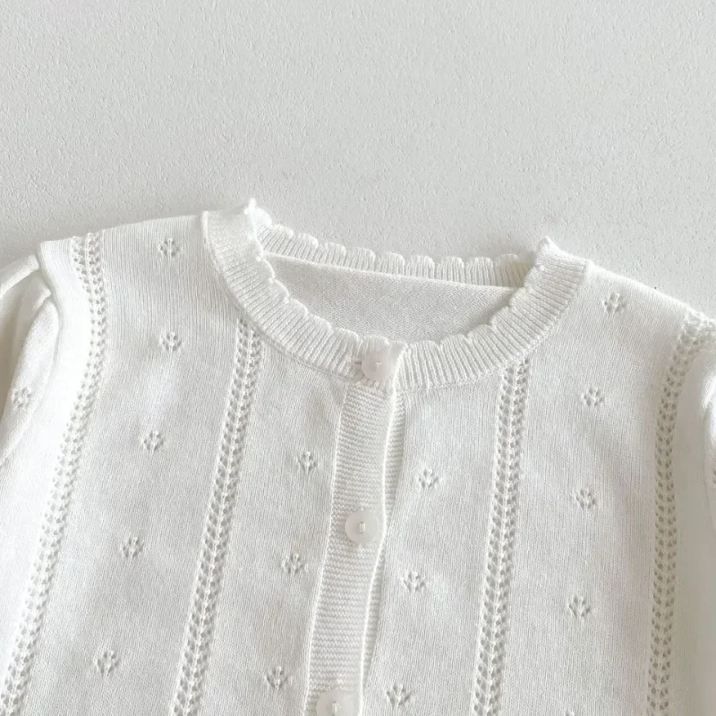 New Baby Thin Cotton Cardigan Solid Infant Long Sleeve Sunscreen Jacket Toddler Casual Hollow Coat Children Boy Girl Top Clothes