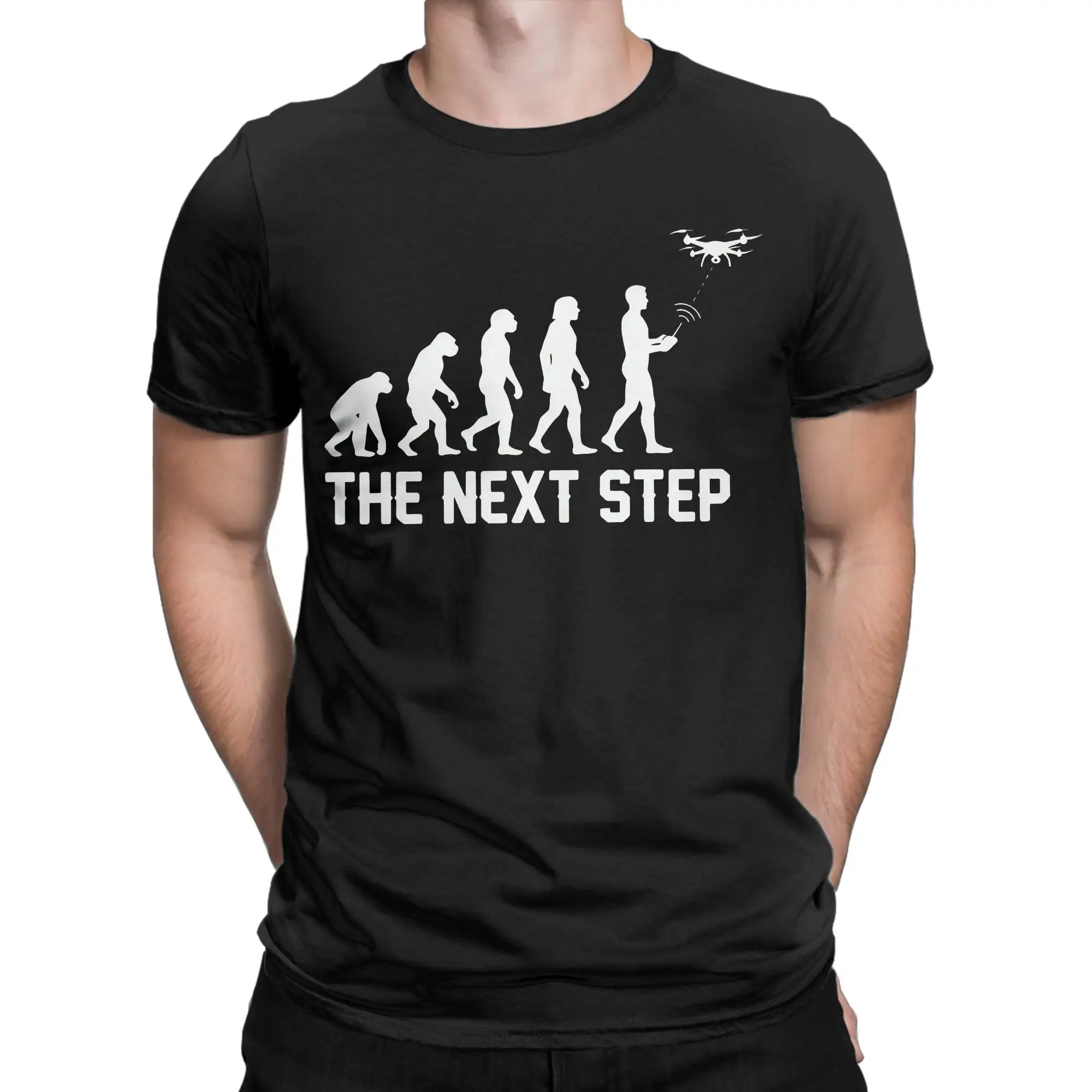 Drone Evolution The Next Step Pilot T Shirt Summer Cotton T Shirts For Men Harajuku Tshirt Short Sleeve Streetwear Clothes