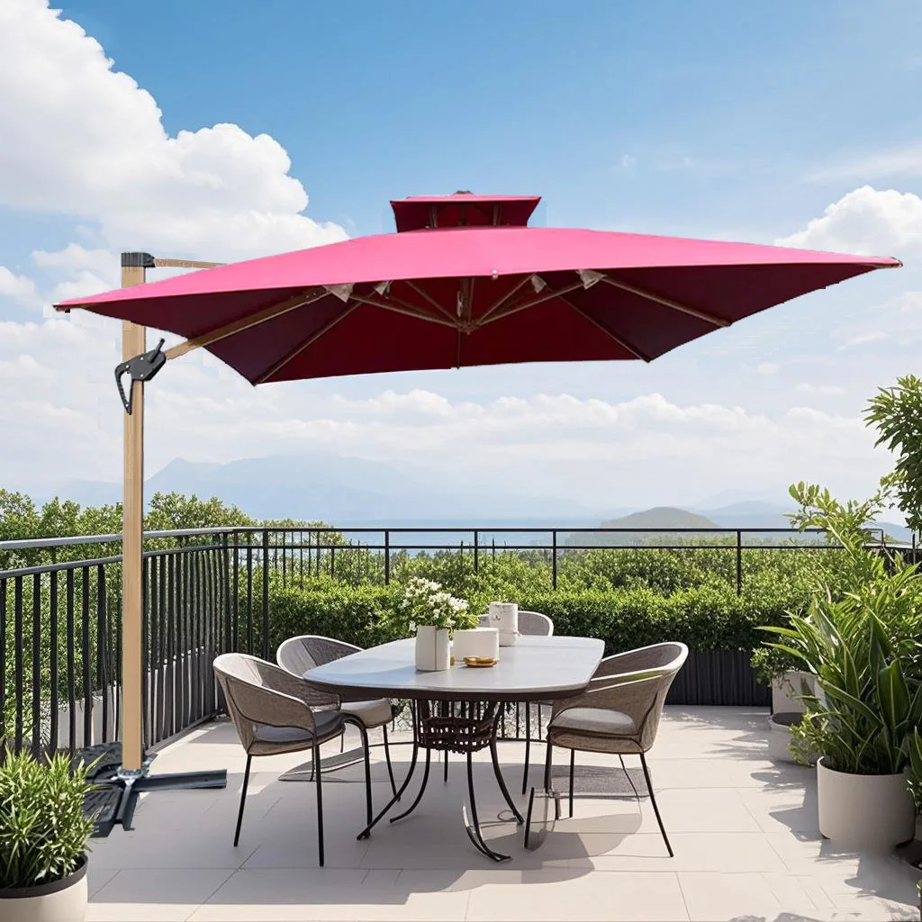 

Modern Design Outdoor Roman Umbrella 3m Radii Waterproof Iron Pole Base Outdoor Furniture Villa Courtyard Balcony Cafe Leisure