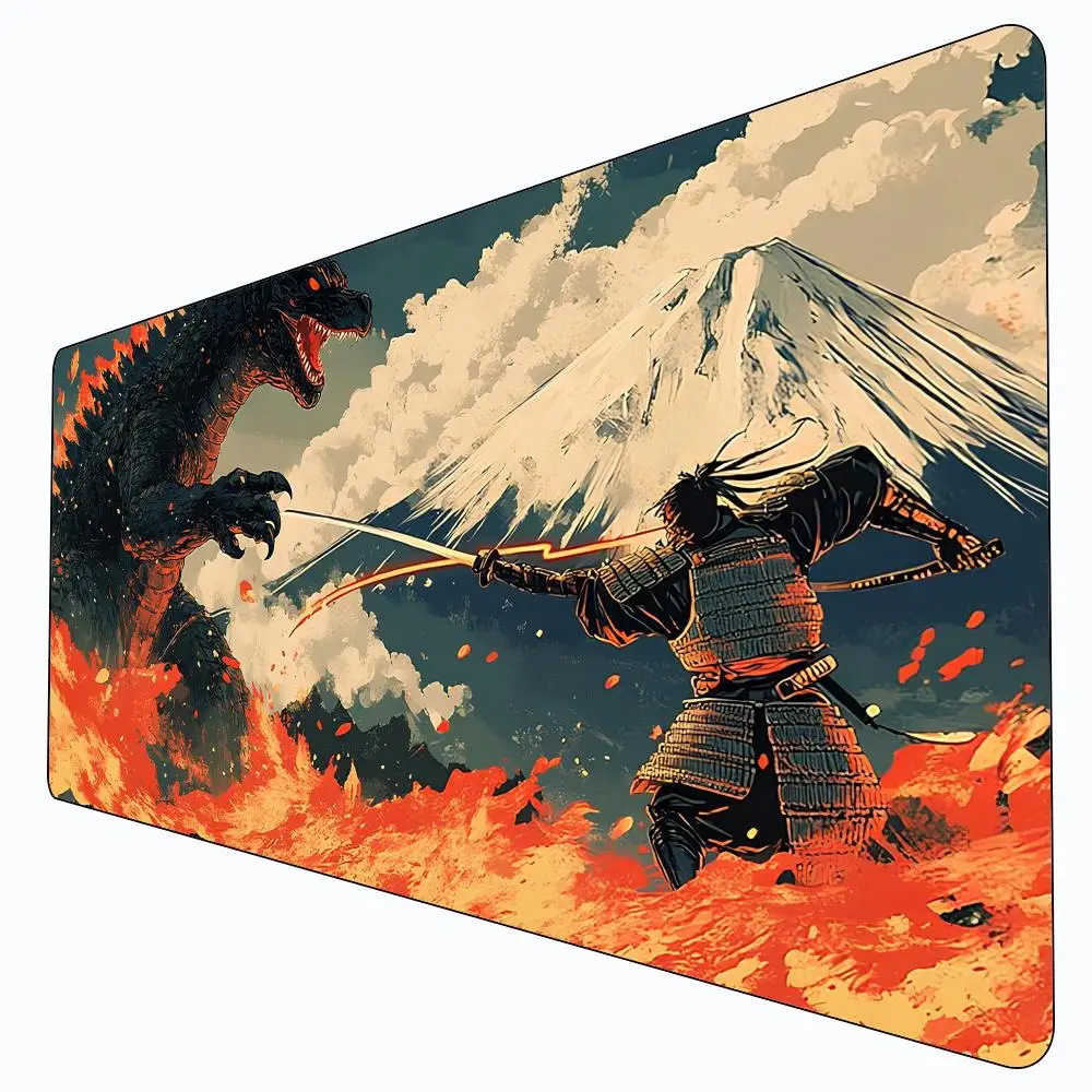 

Japanese Samurai & Monsters Large Mouse Pad Stitched with Magic Zones Game Mats Tabletop for MTG/TCG Card Battle Gaming Play Mat