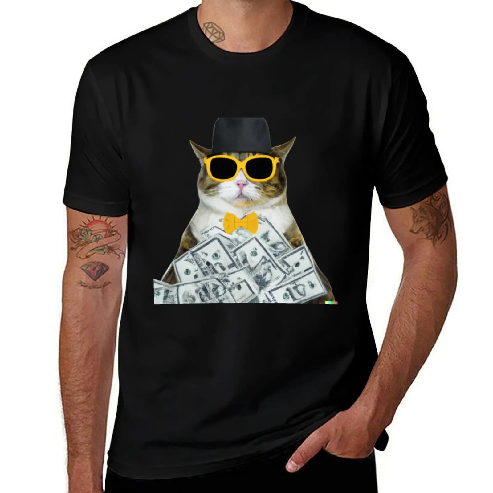 The millionaire cat T-Shirt Casual Basic Short Sleeve T-Shirt