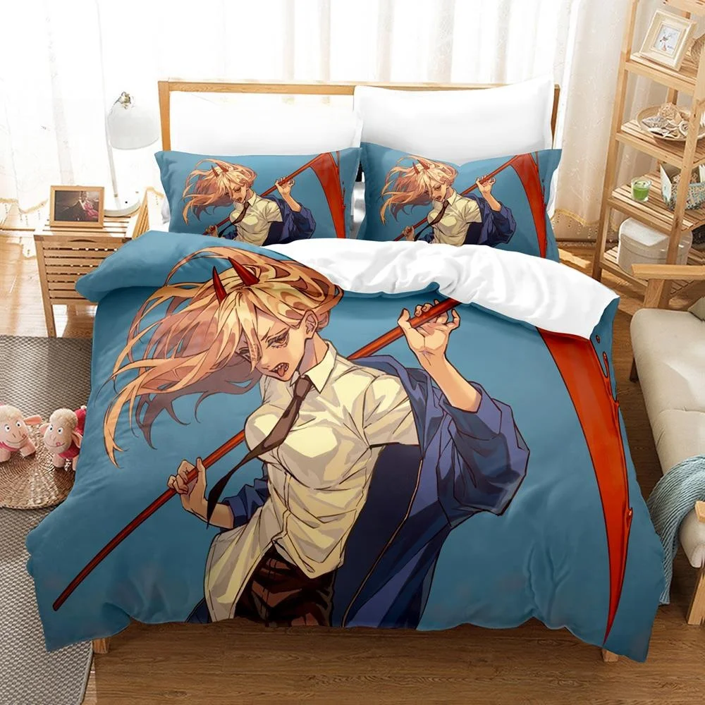 3D Print Anime Chainsaw Man Makima Bedding Set,Duvet Cover Bed Set Quilt Cover Pillowcase,King Queen Twin Size Boys Girls Adults