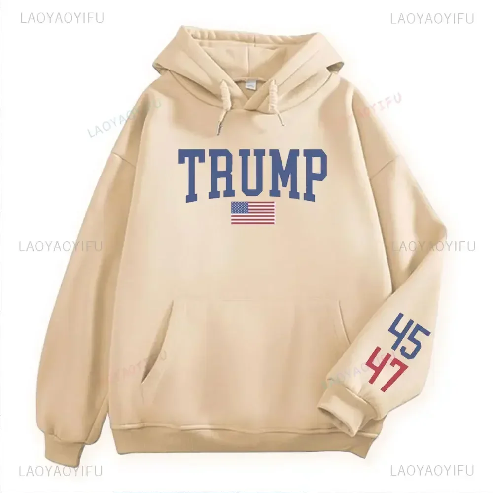 Trump 47 Women Sweatshirt Trump Train Hoodie - US Election 2024 Gift Donald Trump 47th President Drop-shoulder Sleeve Hoodies