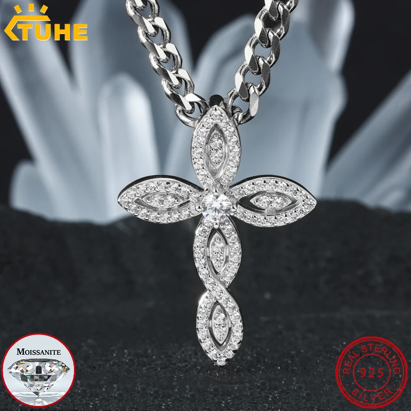 

TUHE Unisex Luxury High Quality Cross Pendant Sterling 925 Silver For Men Women Hip Hop Jewelry Gift ‌