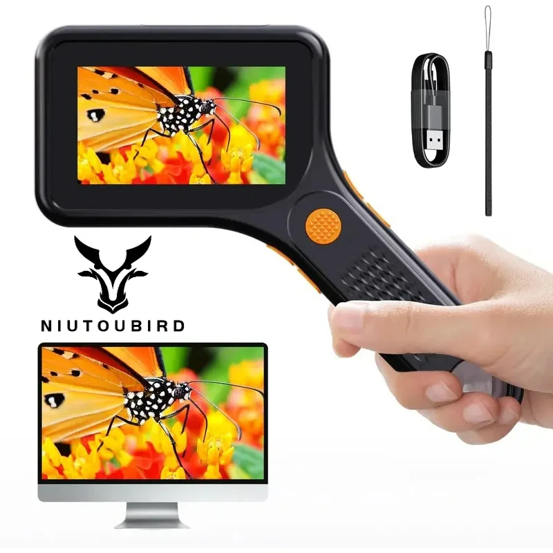 Digital Microscope for Adults 500X Handheld Pocket USB Microscope with 3 Inch HD Screen Portable Coin Magnifier with 8 Adjustabl