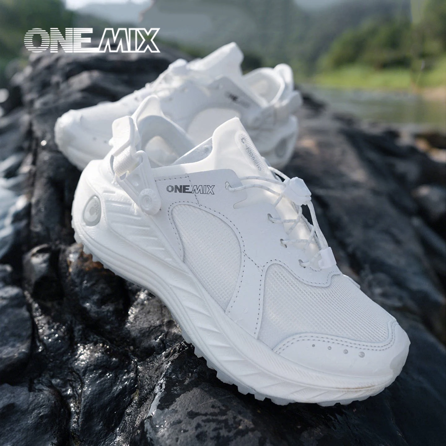 ONEMIX Summer New Outdoor Waterproof Man Shoes Thick Bottom Anti Slip Buffer Casual Shoes Breathable Quick Drying Women Shoes