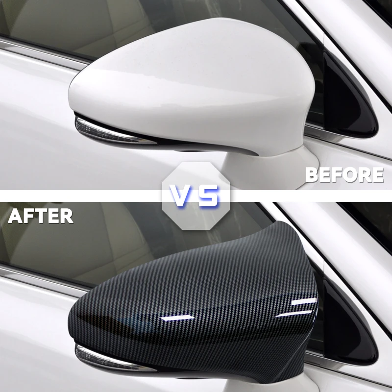 A Pair For LEXUS CT 2009-2022 M Horn Style Carbon Fiber Glossy Black Wing Rearview Mirror Cover Cap Case Trim