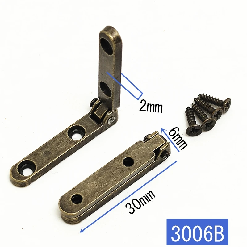 4pcs/8pcs Small Hinge 90 Degrees Furniture Accessories Metal Fittings Wooden Wine Gift Antique Bronze Box Hardware 30X6mm