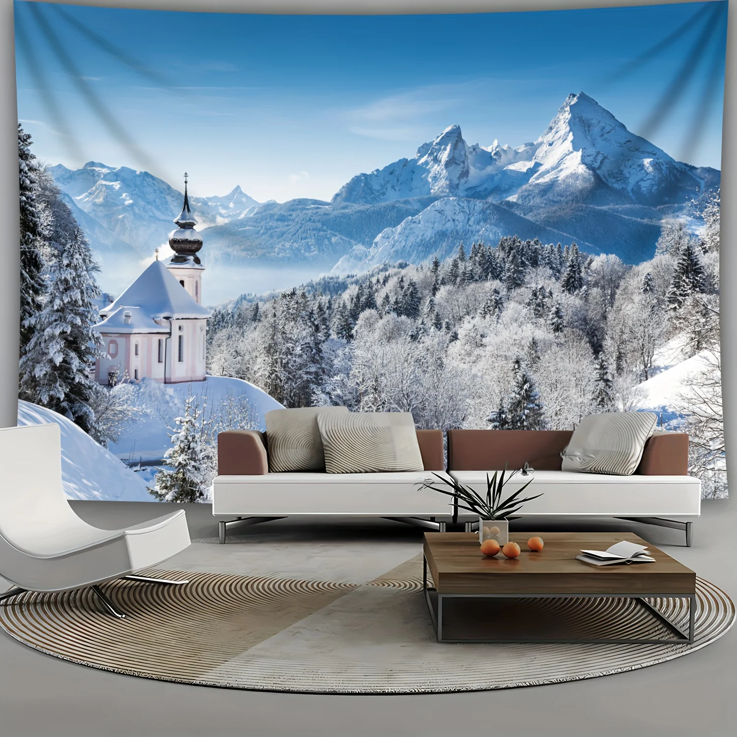 tapestry Ultra Large Size Winter Forest Snow Scene Natural Scenery Photo Background Wall Tapestry