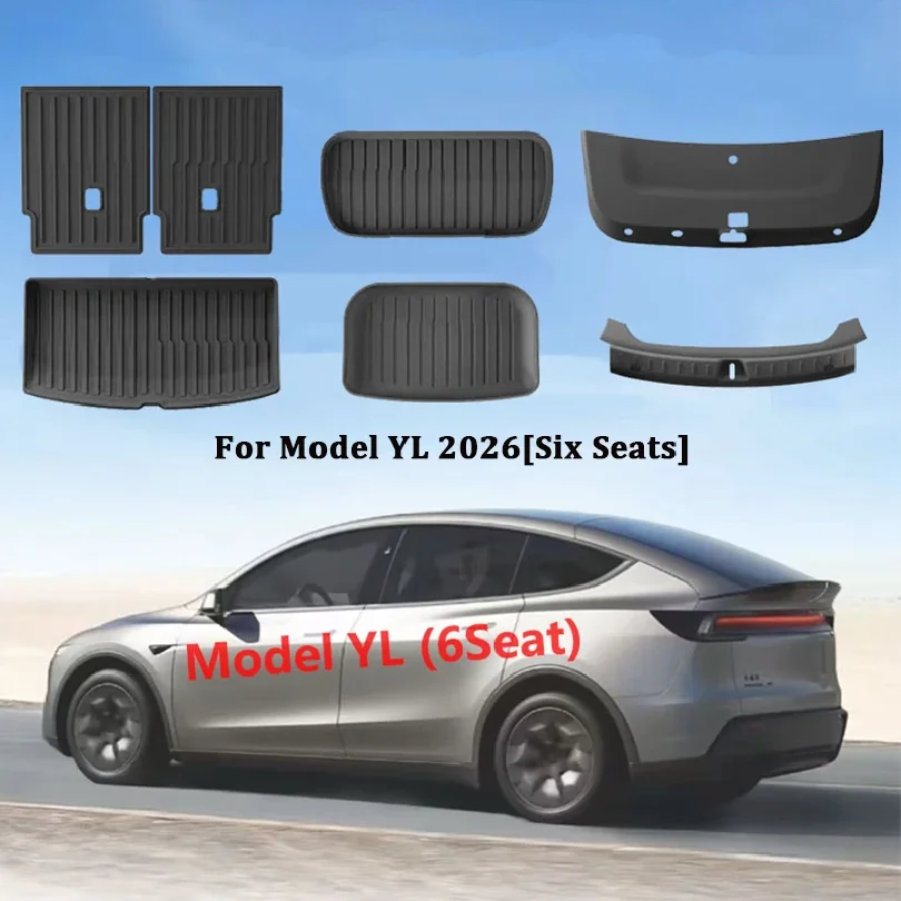 Custom Fit 2026 Refreshed Tesla Model YL 6‑Seater TPE Front & Rear Trunk Mat Cargo Liner Seat Backrest Anti‑Kick Pad All‑Weather