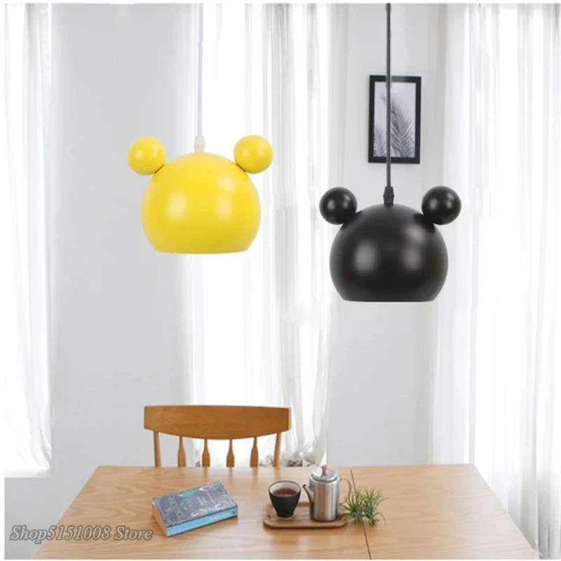 Imagem -03 - Colorido Mickey Luzes Pingente para Quarto das Crianças Hanglamp Lâmpada Led Pendurado Luz Quarto Modern Fixture Decor