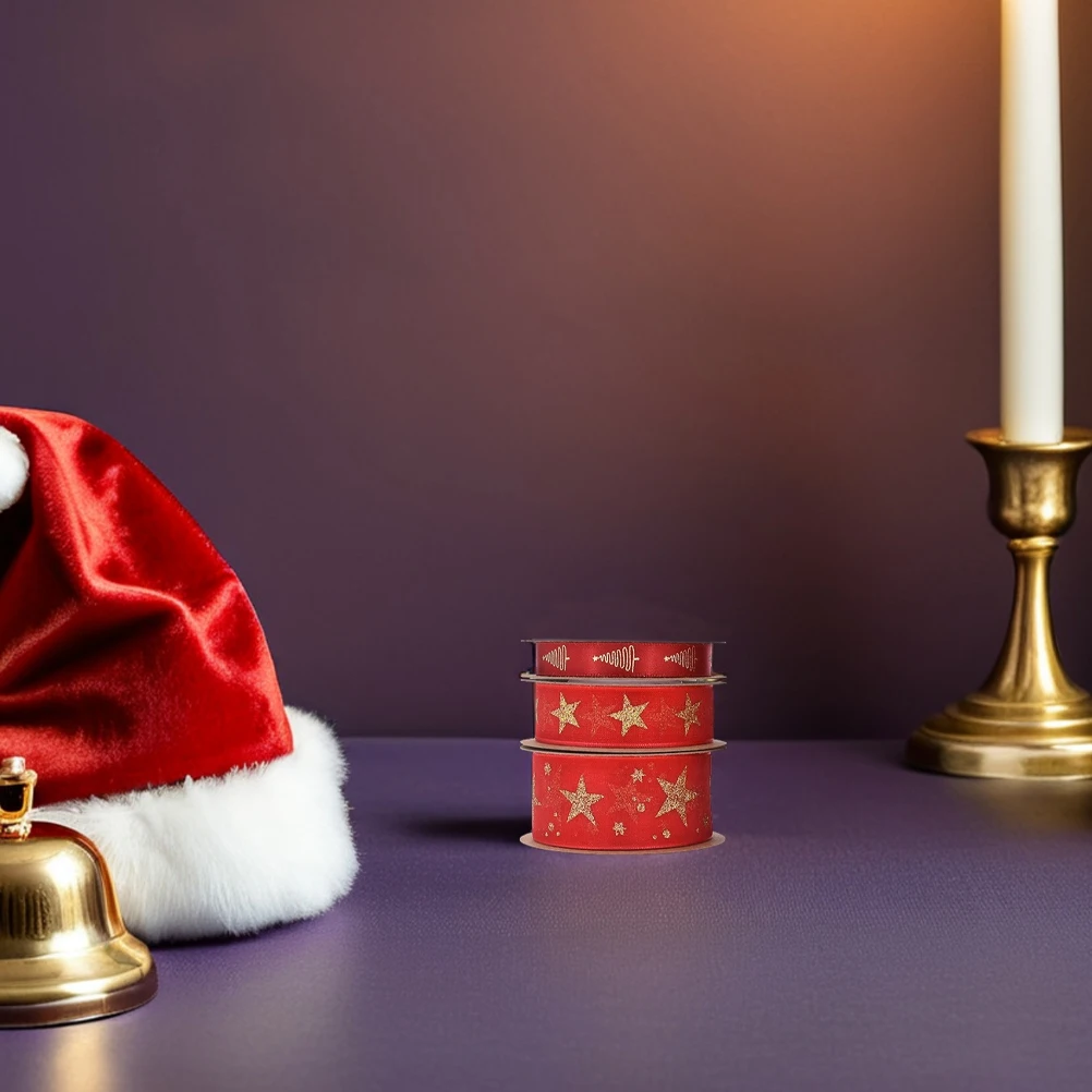 

Red Christmas Ribbon Gold Foil Glitter Mesh for Present Wrapping Fruit Box Decoration Holiday Crafts Xmas Party DIY Supplies