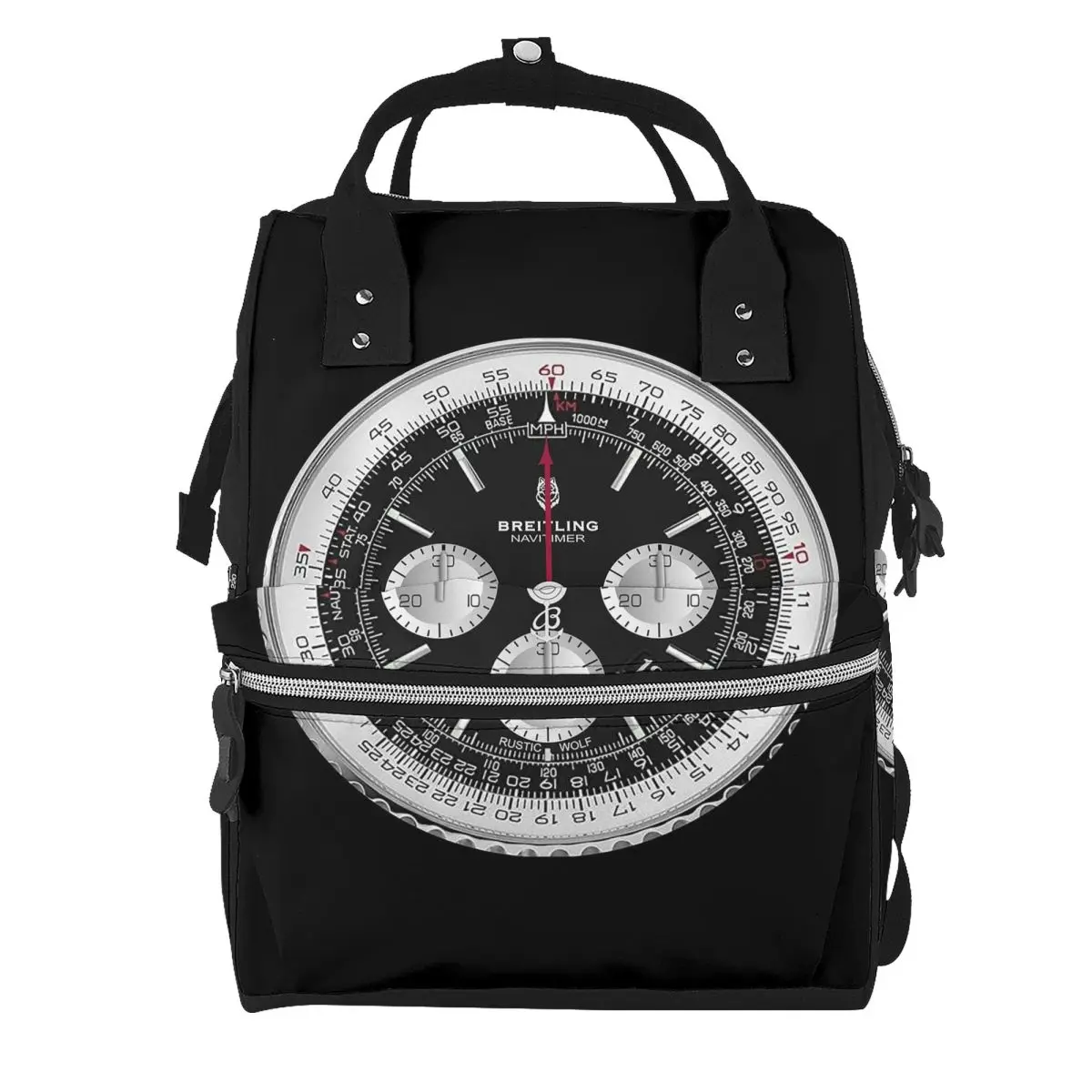 Black Luxury Watch Face Student Backpack School Bag Hiking Travel Daypack for Men Women Bookbag Shoulder Bags
