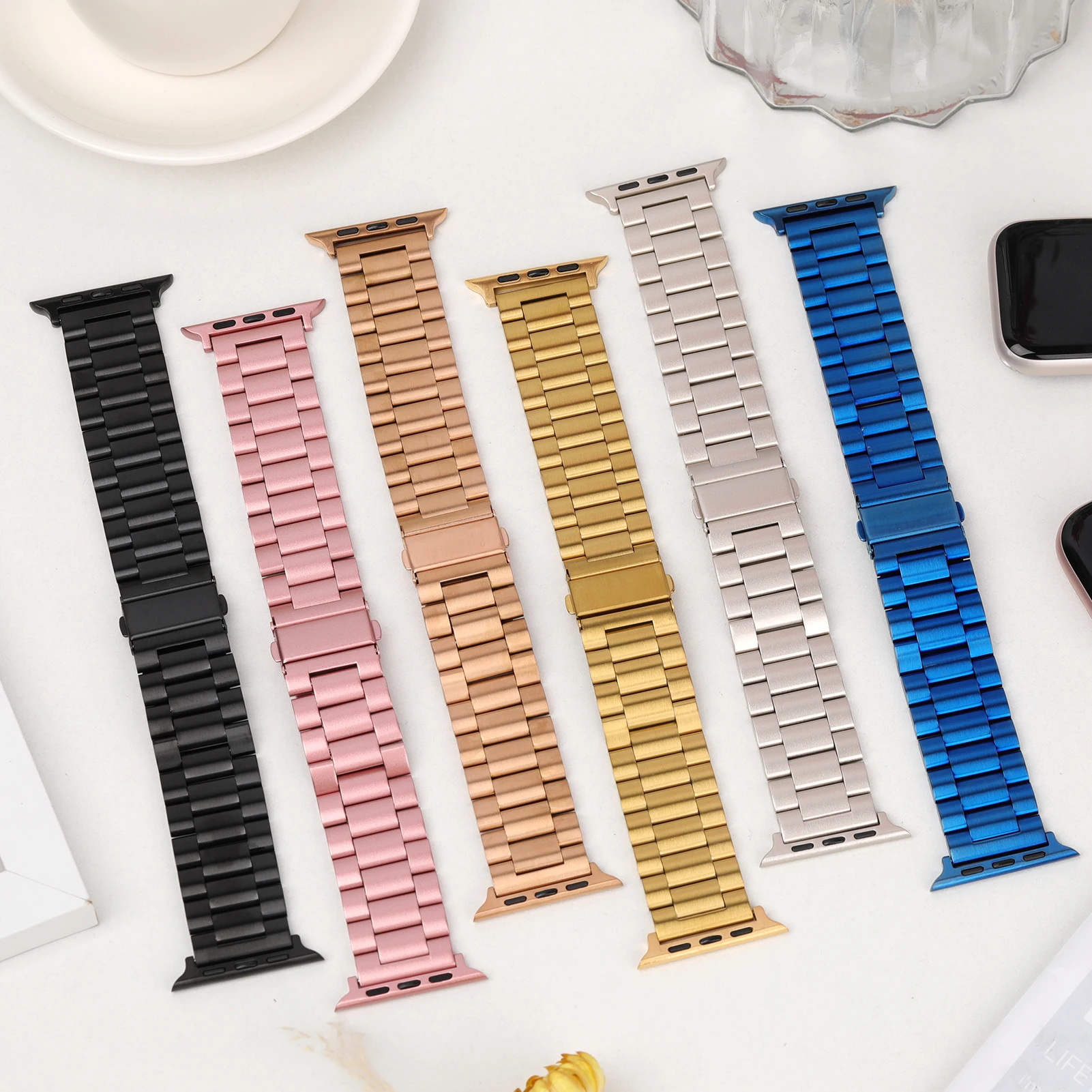 

Ремешок из нержавеющей стали для Apple Watch Band Ultra 49 мм 41 мм 45 мм 40 мм 44 мм Металлический браслет Iwatch Series 9 8 7 10 46 мм 42 мм