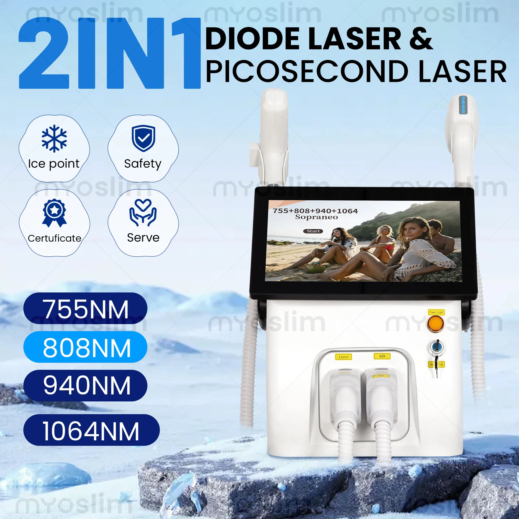 FAC 5000W Diode Lase 755 808 1064nm 940nm 4 Wavelength Ice Titanium Lase Machine Body Hair Removal
