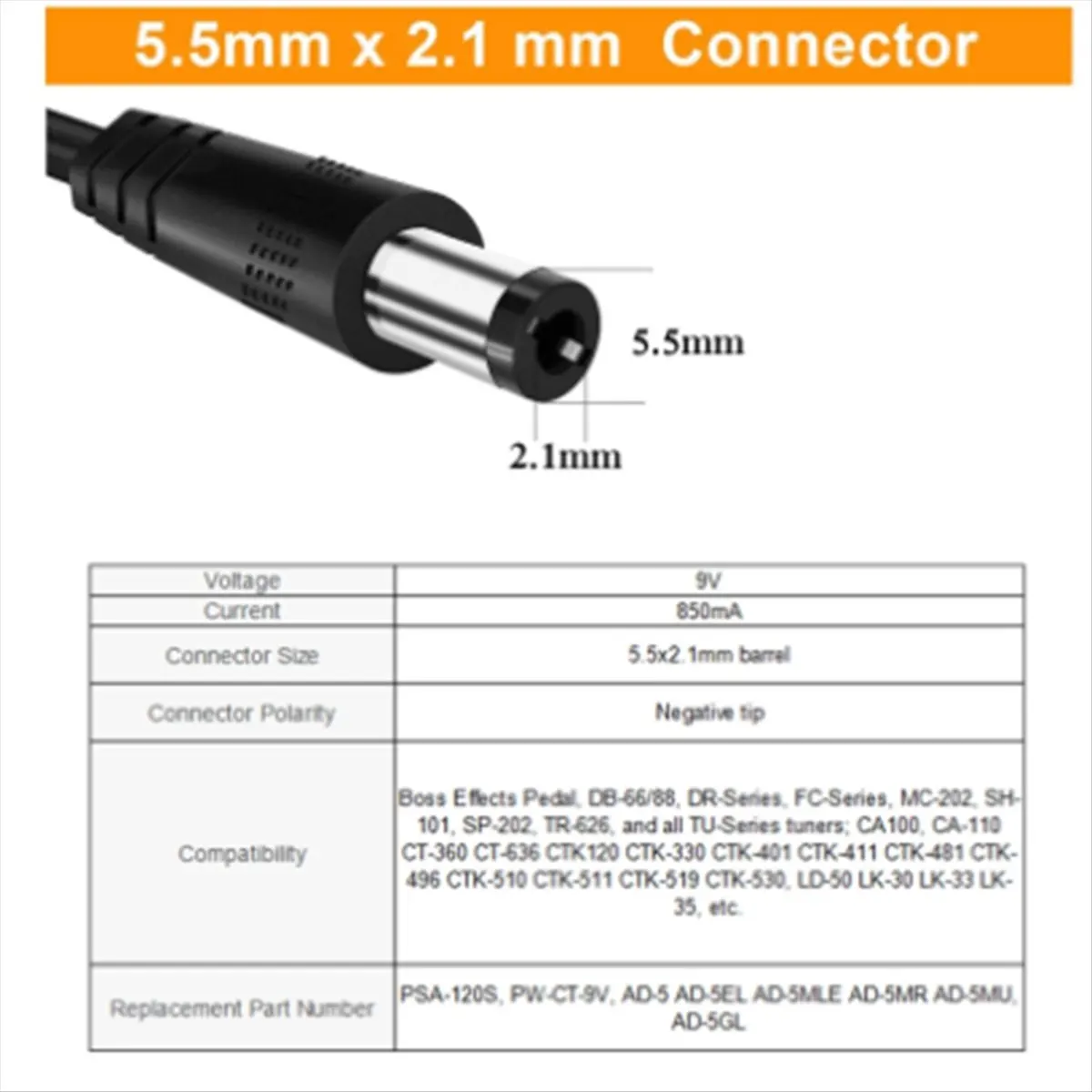 (A32M) Power Adapter 5 Way Electric Guitar Effect Pedal Power Plug Parts Cables Daisy Chain Wire Pro 9V DC 850mA Plug EU PLUG