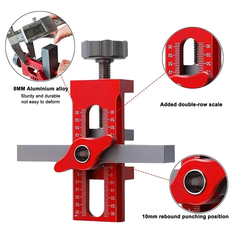 Dispositivo di livellamento rapido per porta dell'armadio Dispositivo di installazione di posizionamento 2in1 Dispositivo di rimbalzo per installazione del pannello della porta Localizzatore di perforazione