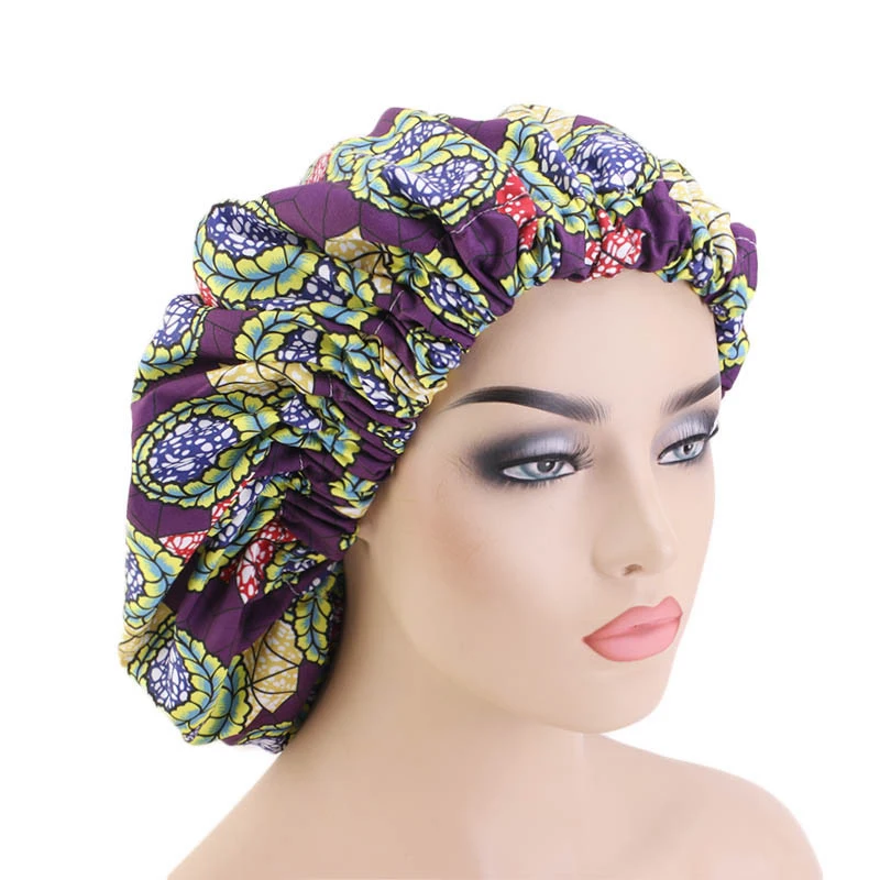 Extra Large Satin Lined Bonnet Women Big Size Beauty Print Satin Silk Bonnet Sleep Night Cap Head Cover Bonnet Hat Wholesale